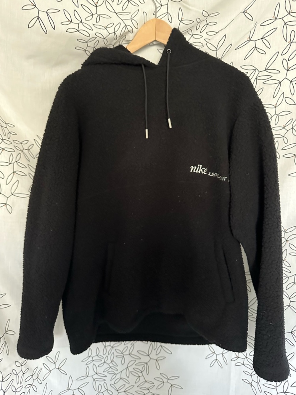 Nike Black Sherpa Crewneck Hoodie - Men's Plush Pullover